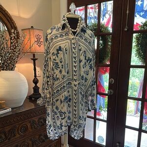 Corey Lynn Calter Blue and White Floral Dress